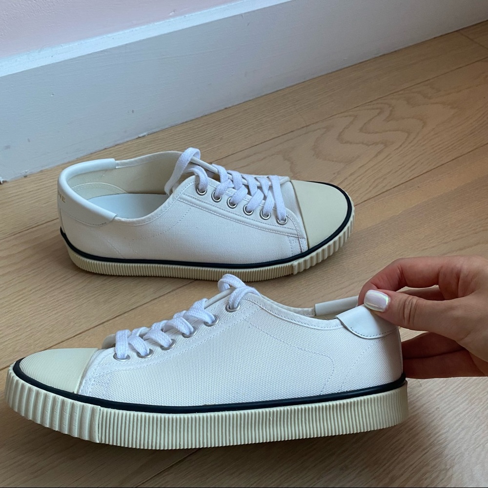 CELINE Blank Low Lace Up Canvas Sneakers Off White size 35 - Picture 14 of 16